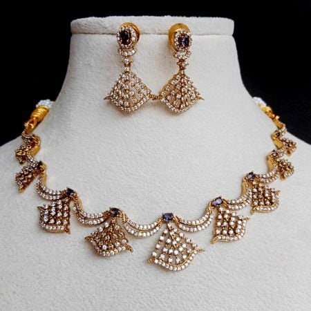 Handmade Brass Metal Jewellery Fan Necklace Set